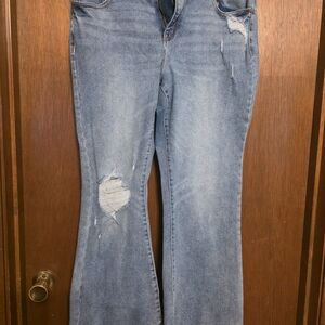 Lane Bryant Light Blue Distressed Flare Jeans